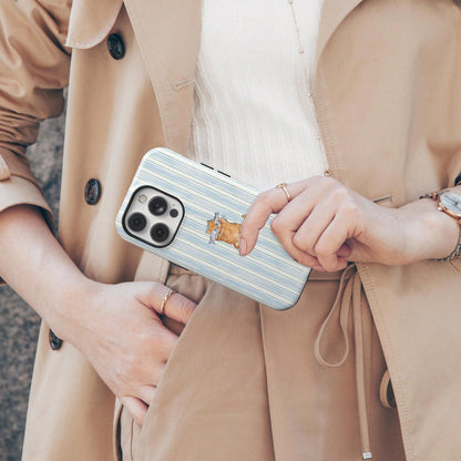 Cute Dachshund Yellow Striped Hot Dog Summer Style Cute Sausage Dog Beach Phone Case Compatible With IPhone 17 16 15 14 Pro Max Plus 13 12 11
