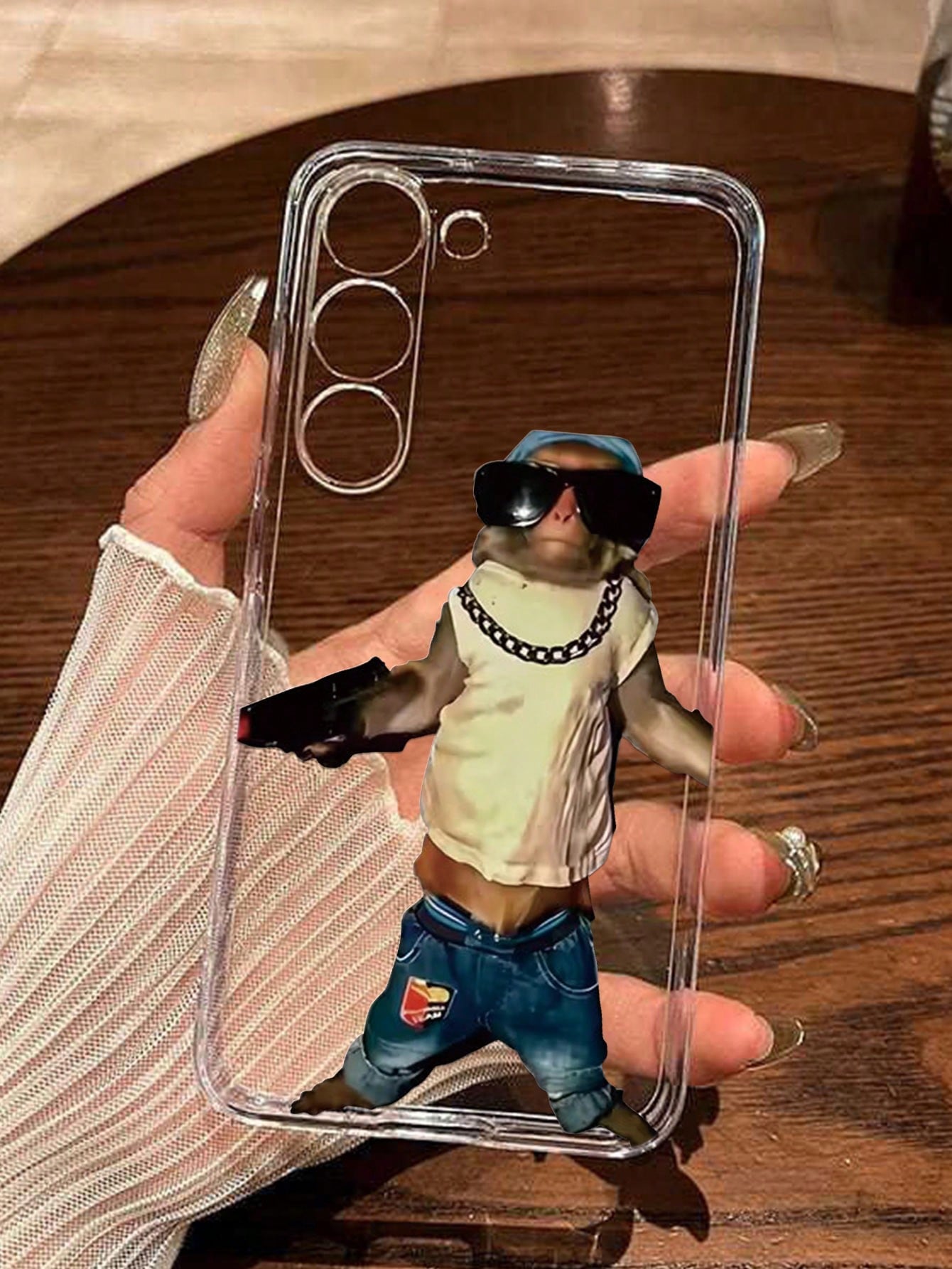 Cute Expression Elements Fashion Shockproof Thick Monkey Colorful Graphic Transparent Phone Case, Compatible With IPhone, Gift
