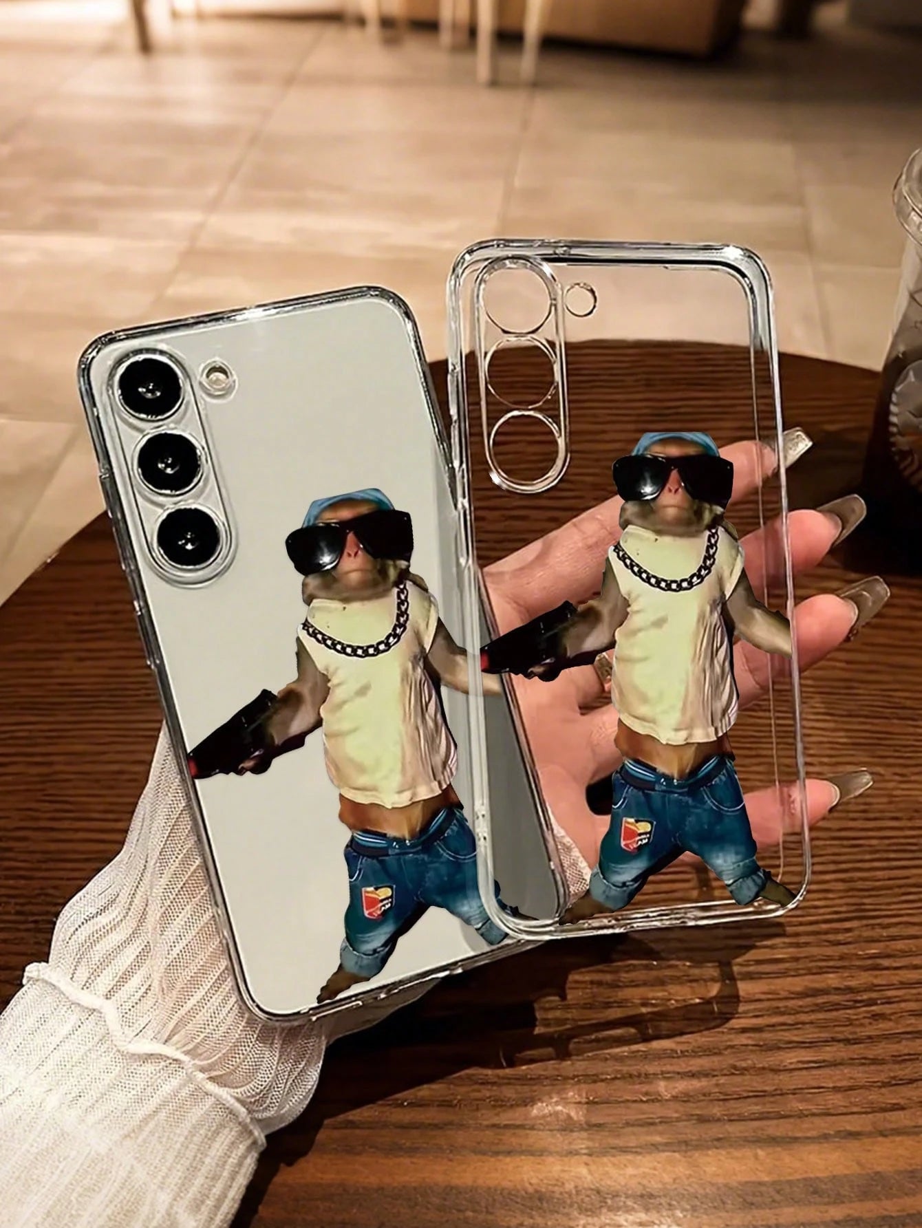 Cute Expression Elements Fashion Shockproof Thick Monkey Colorful Graphic Transparent Phone Case, Compatible With IPhone, Gift