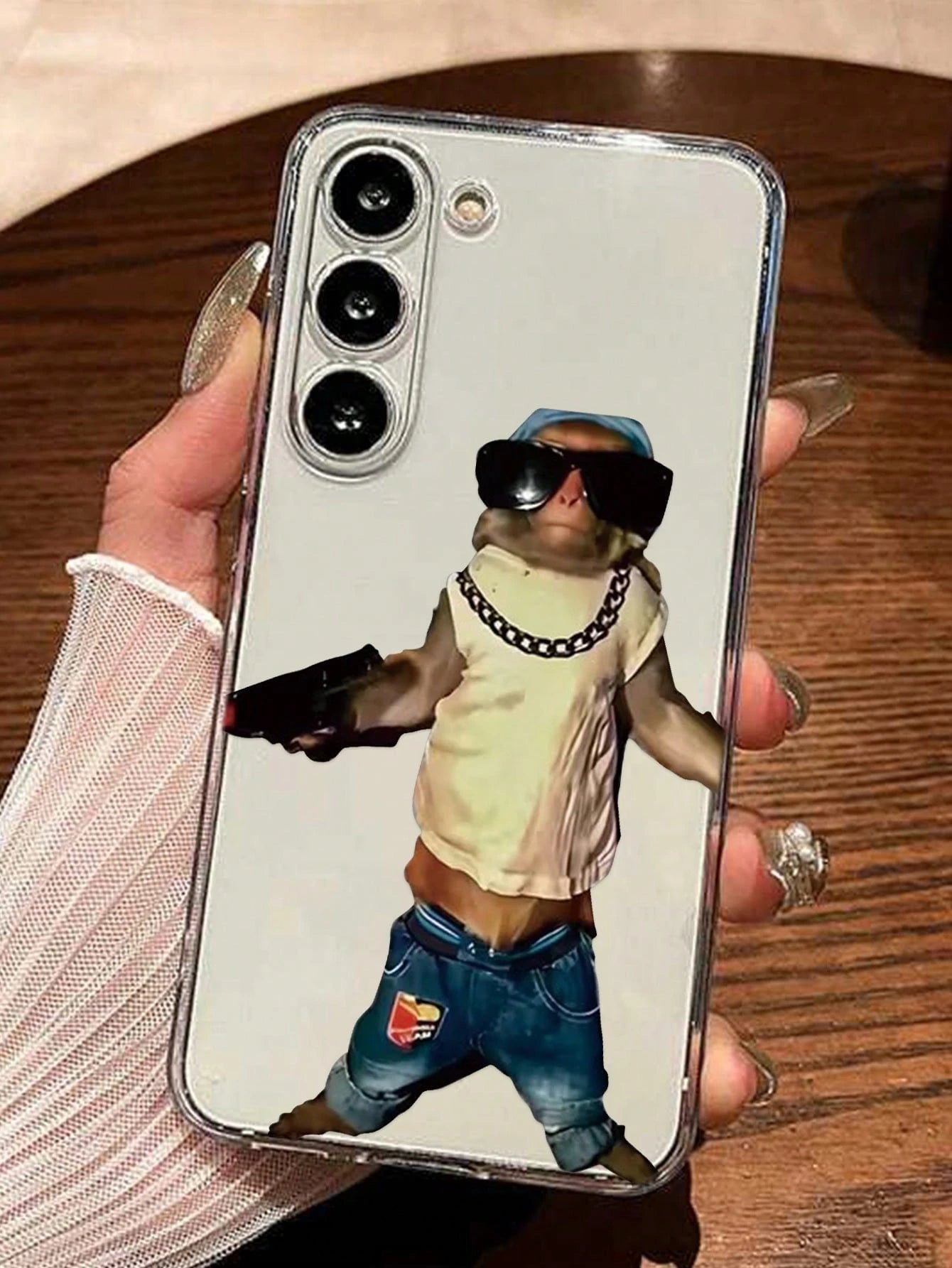 Cute Expression Elements Fashion Shockproof Thick Monkey Colorful Graphic Transparent Phone Case, Compatible With IPhone, Gift