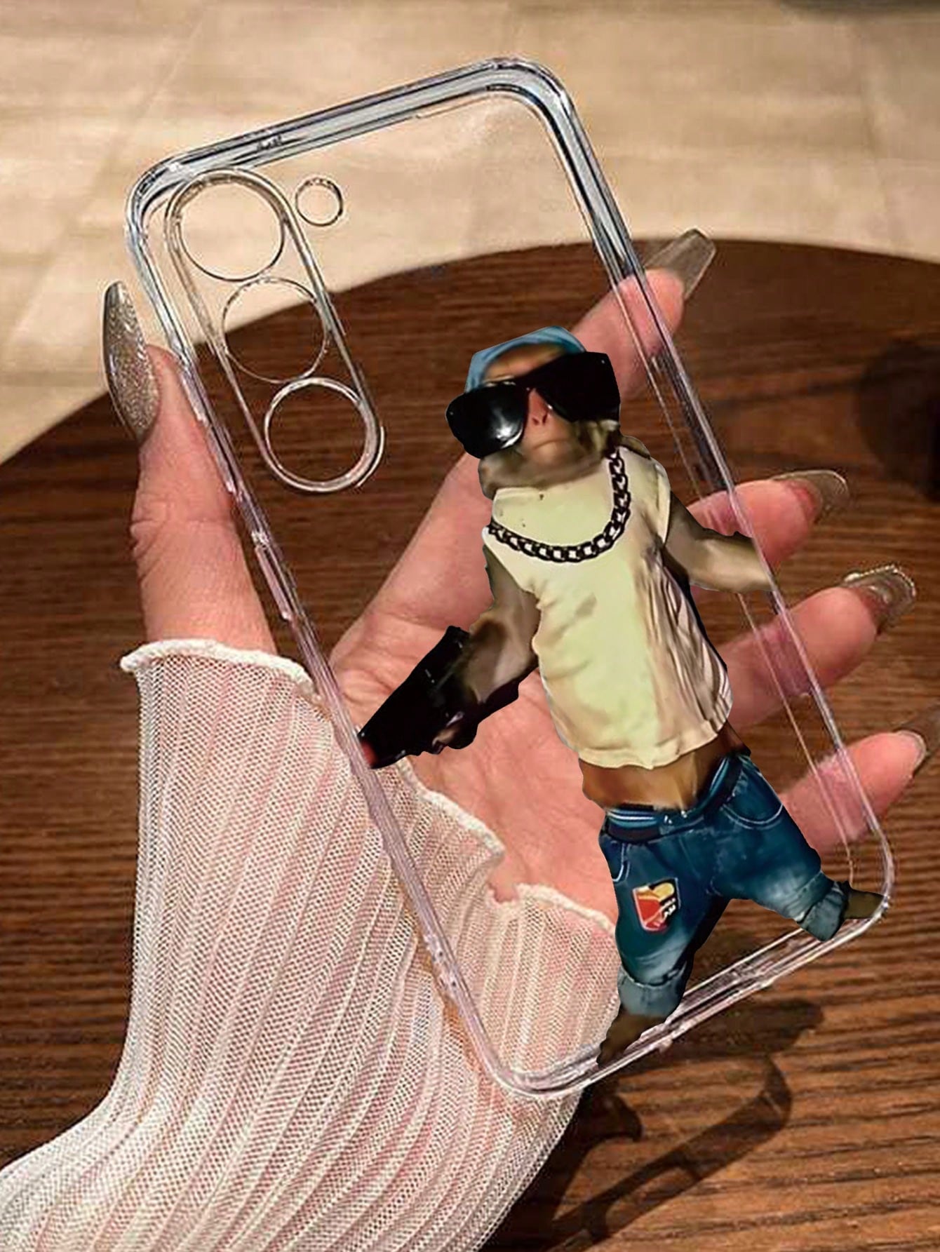 Cute Expression Elements Fashion Shockproof Thick Monkey Colorful Graphic Transparent Phone Case, Compatible With IPhone, Gift