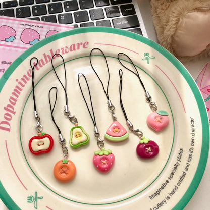 Cute Fruit Shaped Resin Pendant Phone Lanyard, Backpack Charm, Cute Fruit Shaped Phone Rope, Soft And Adorable Fruit Pendant For Girls, Gift For Best Friends And Couples, Suitable For Phone, Camera, B