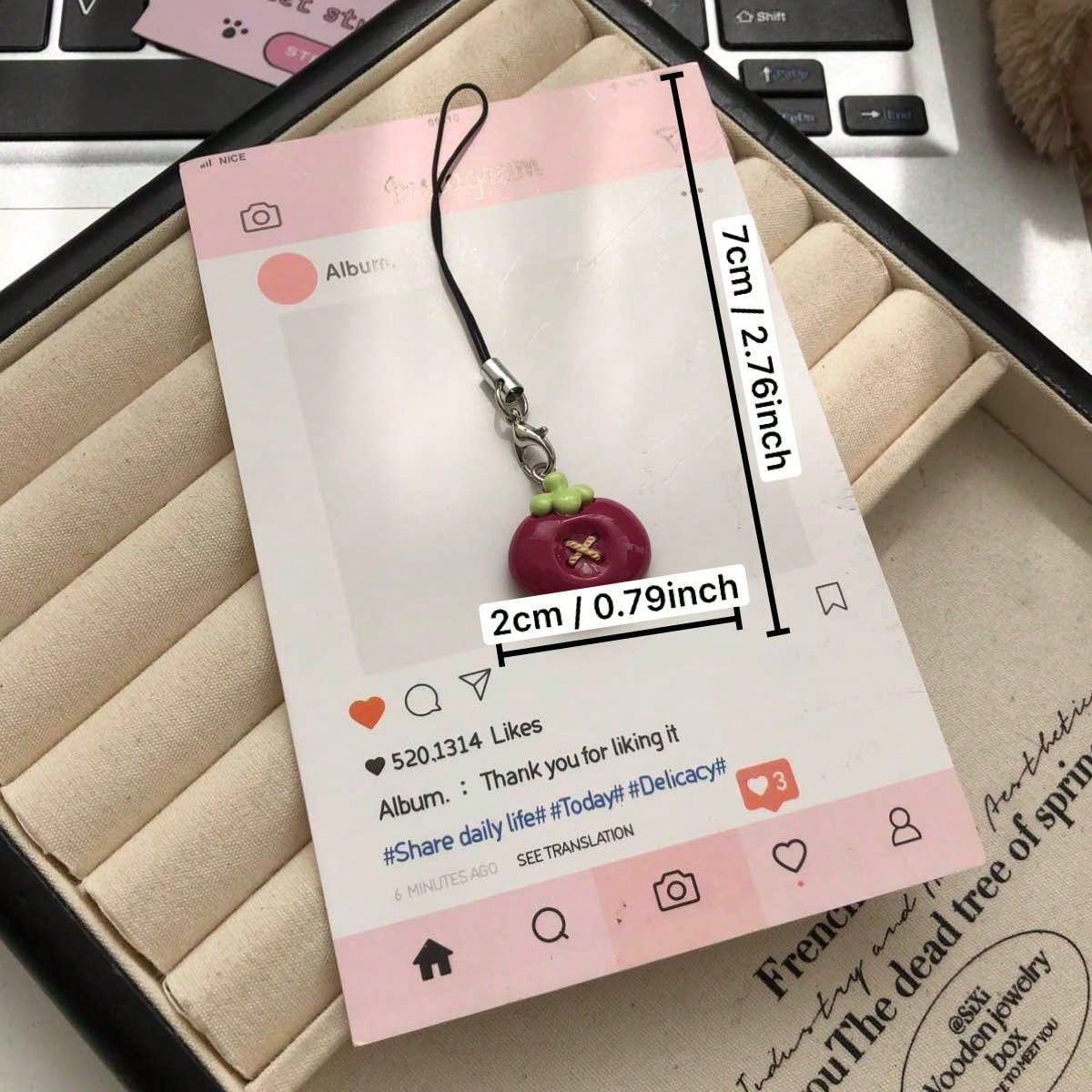 Cute Fruit Shaped Resin Pendant Phone Lanyard, Backpack Charm, Cute Fruit Shaped Phone Rope, Soft And Adorable Fruit Pendant For Girls, Gift For Best Friends And Couples, Suitable For Phone, Camera, B
