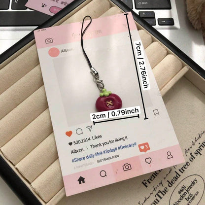 Cute Fruit Shaped Resin Pendant Phone Lanyard, Backpack Charm, Cute Fruit Shaped Phone Rope, Soft And Adorable Fruit Pendant For Girls, Gift For Best Friends And Couples, Suitable For Phone, Camera, B