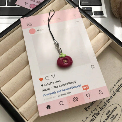 Cute Fruit Shaped Resin Pendant Phone Lanyard, Backpack Charm, Cute Fruit Shaped Phone Rope, Soft And Adorable Fruit Pendant For Girls, Gift For Best Friends And Couples, Suitable For Phone, Camera, B
