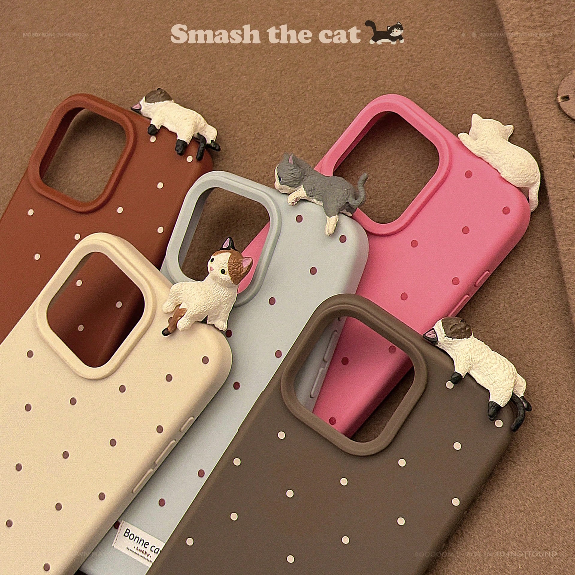 Cute Luxury Blue Cat Element Fashion Phone Cases 1pc GUCADI Blue Polka Dot 3D Cute Lying Cat Soft Case Premium Skin-Friendly Anti-Drop Phone Case Compatible With Iphone 16/15/14/13/12 Series Waterproo