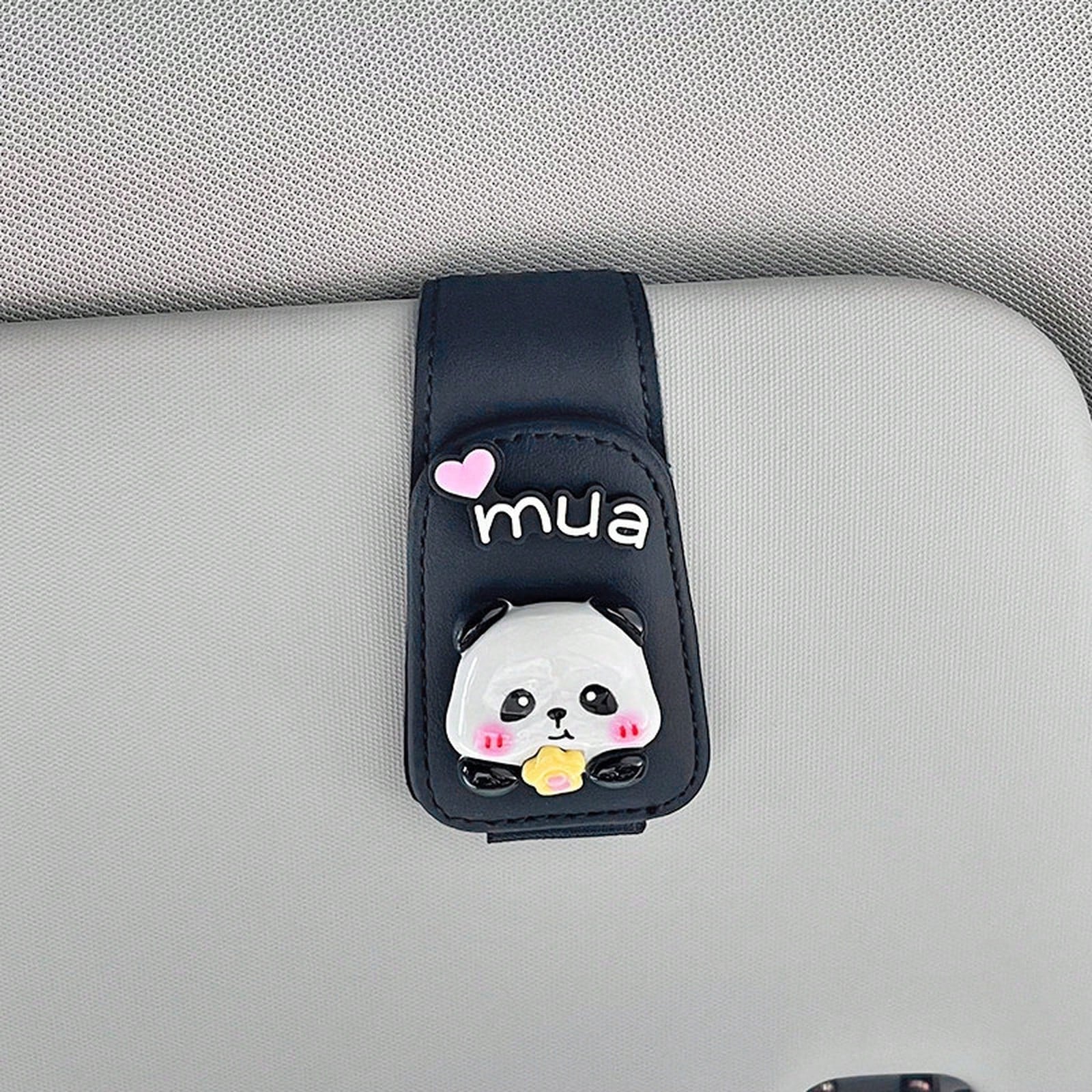 Cute Panda Car Glasses Clip For Sun Visor, Magnetic Sunglasses Holder, Car Interior Accessory
