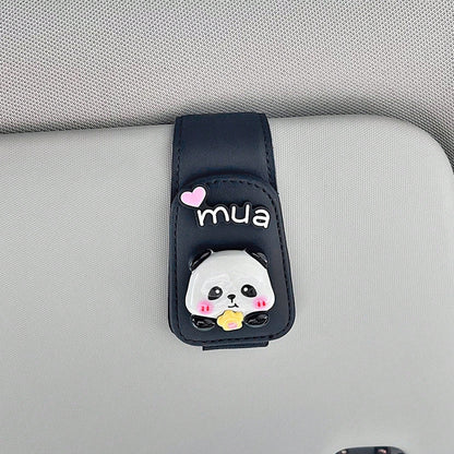 Cute Panda Car Glasses Clip For Sun Visor, Magnetic Sunglasses Holder, Car Interior Accessory