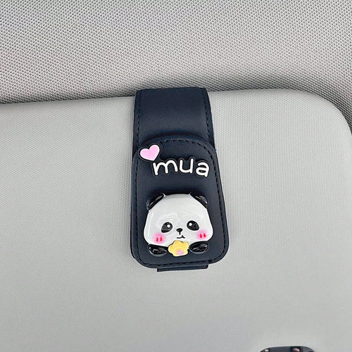 Cute Panda Car Glasses Clip For Sun Visor, Magnetic Sunglasses Holder, Car Interior Accessory
