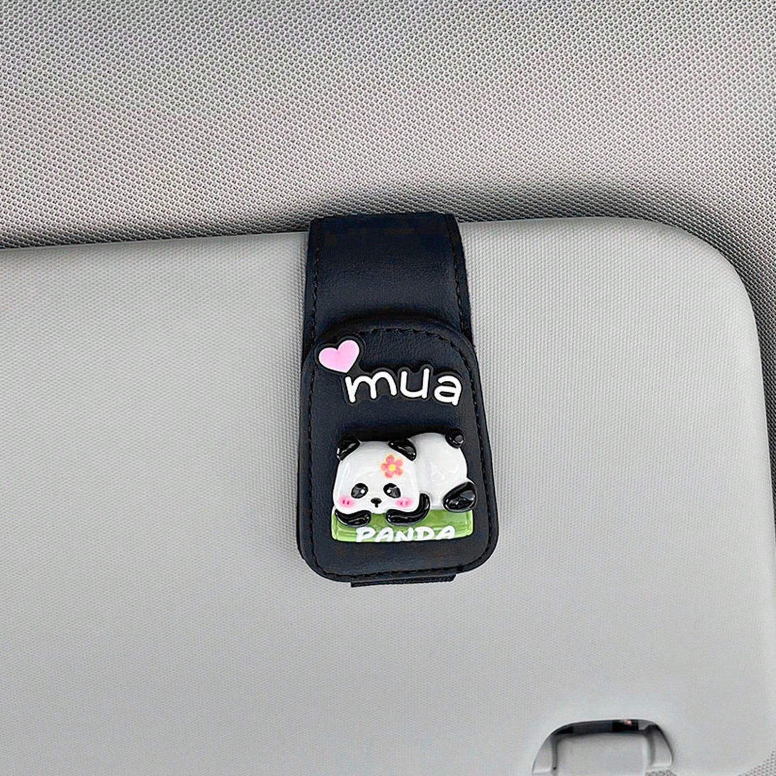 Cute Panda Car Glasses Clip For Sun Visor, Magnetic Sunglasses Holder, Car Interior Accessory