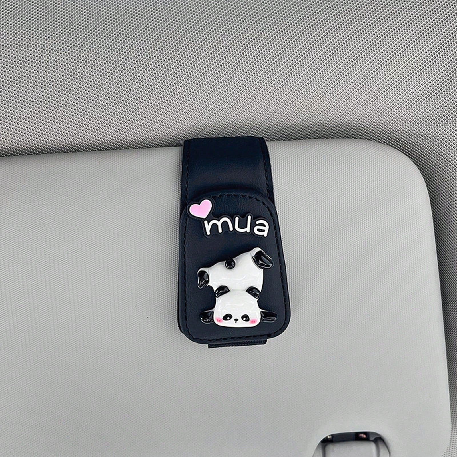 Cute Panda Car Glasses Clip For Sun Visor, Magnetic Sunglasses Holder, Car Interior Accessory