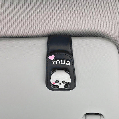 Cute Panda Car Glasses Clip For Sun Visor, Magnetic Sunglasses Holder, Car Interior Accessory