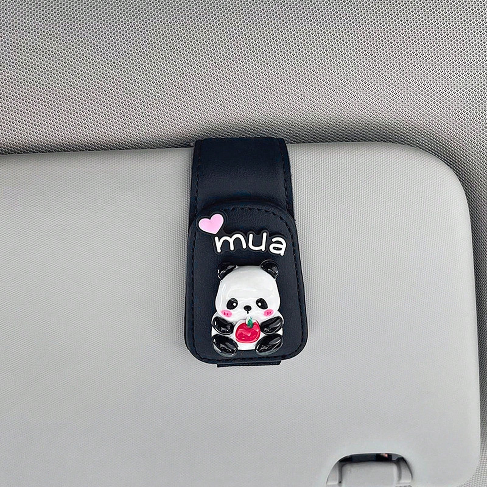 Cute Panda Car Glasses Clip For Sun Visor, Magnetic Sunglasses Holder, Car Interior Accessory
