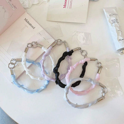 Cute Satin Ruched Phone Wrist Strap, Rhinestone Decor Soft Fabric Phone Lanyard With Connector Tab, Elegant Portable Phone Charm For Women Girls, Multicolor Options