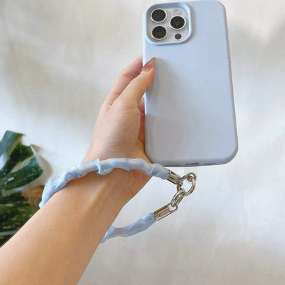 Cute Satin Ruched Phone Wrist Strap, Rhinestone Decor Soft Fabric Phone Lanyard With Connector Tab, Elegant Portable Phone Charm For Women Girls, Multicolor Options