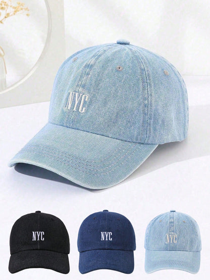 DAZY 1pc New York Embroidered Baseball Cap- Unisex, Adjustable Breathable Snapback, Retro New York Street Style Hat