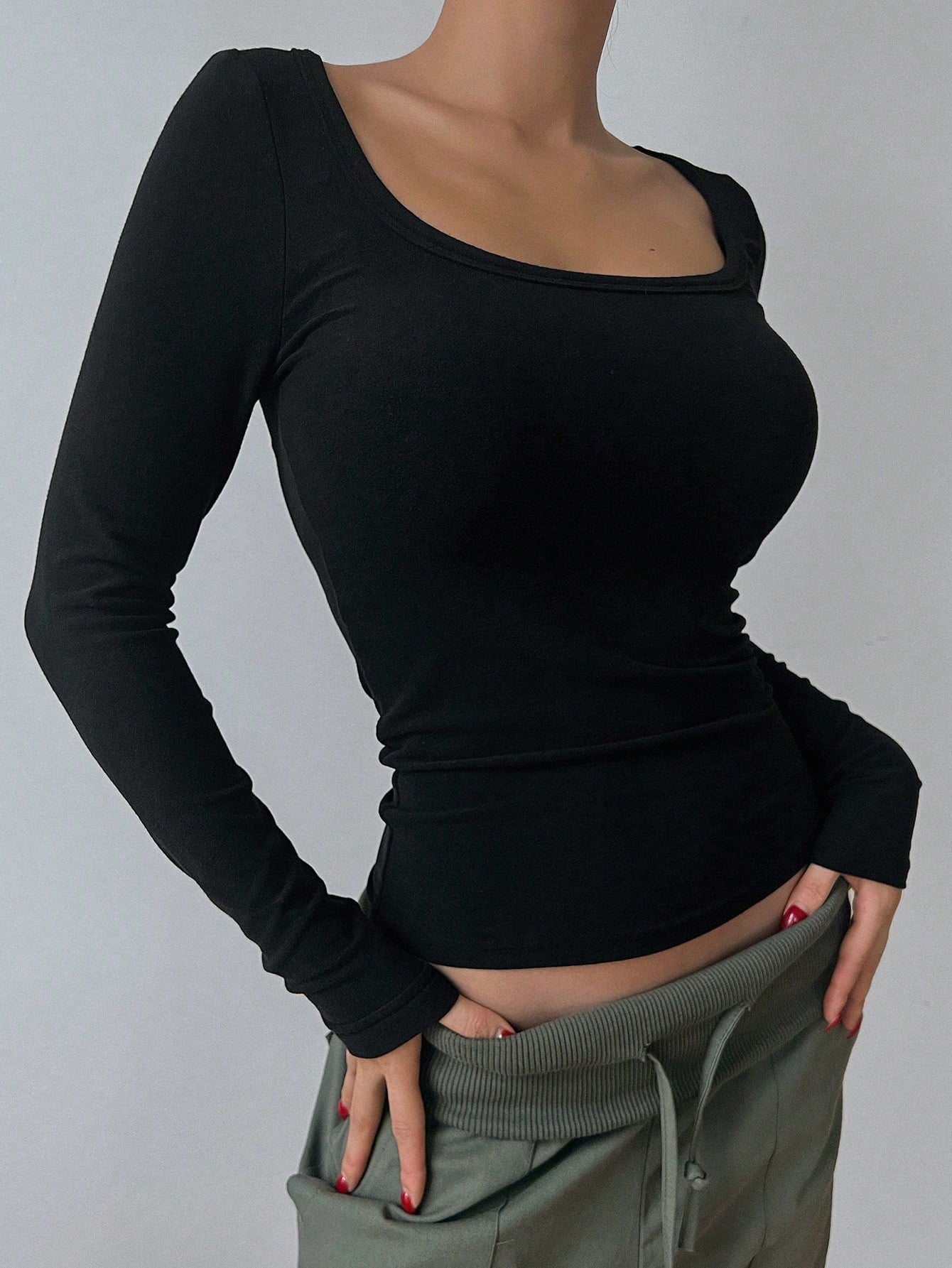 DAZY Spring/Summer Slim Fit Sexy Valentine's Day Office Wear Round Neck Basic T-Shirt