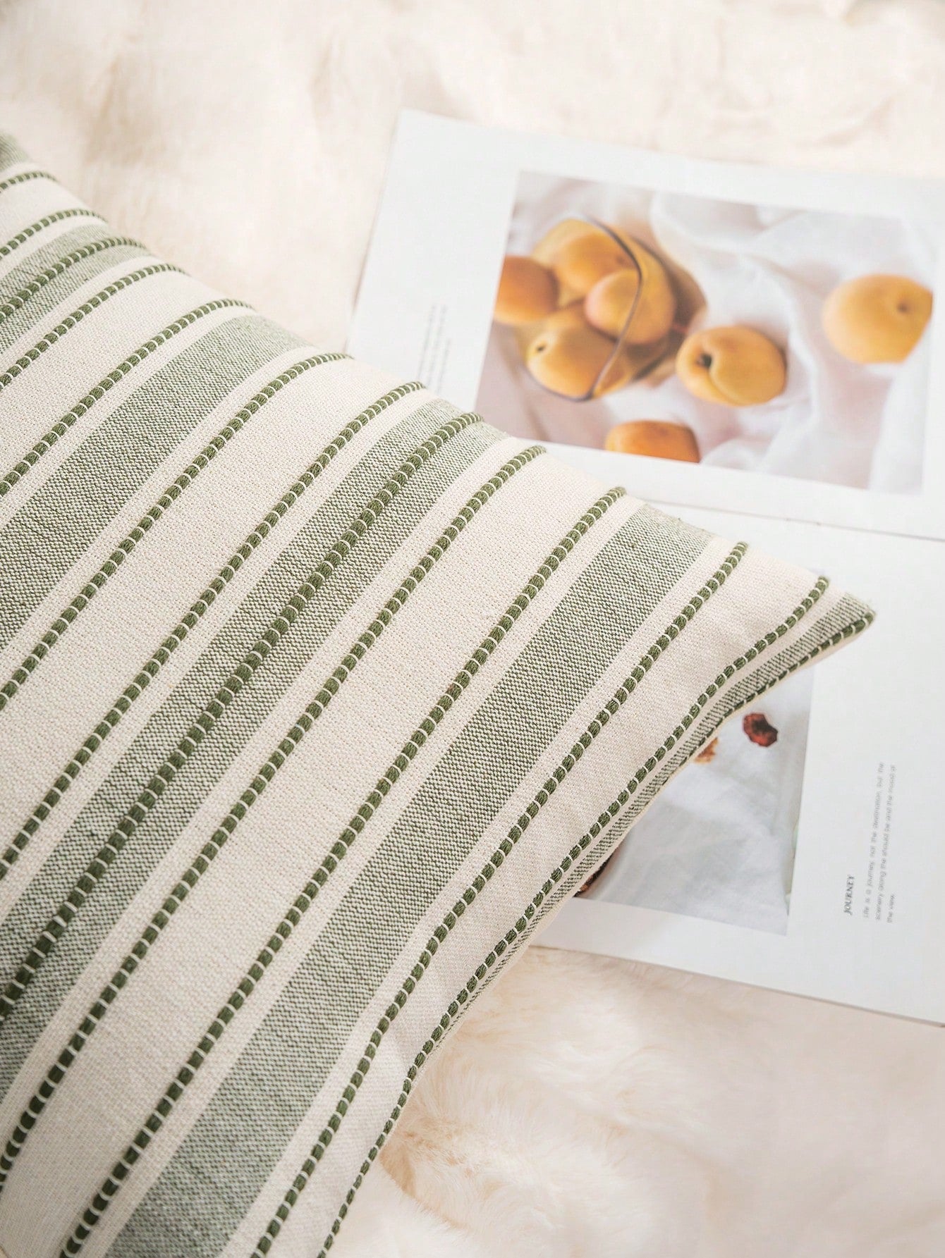 Decorative Bohemian Style Throw Pillow Cover, Farmhouse Texture Cushion Cover, 18 X 18 Inches, Suitable For Chair, Sofa, Bedroom, Living Room And Other Home Decor, Beige Striped (1 Piece, 2 Pieces Opt