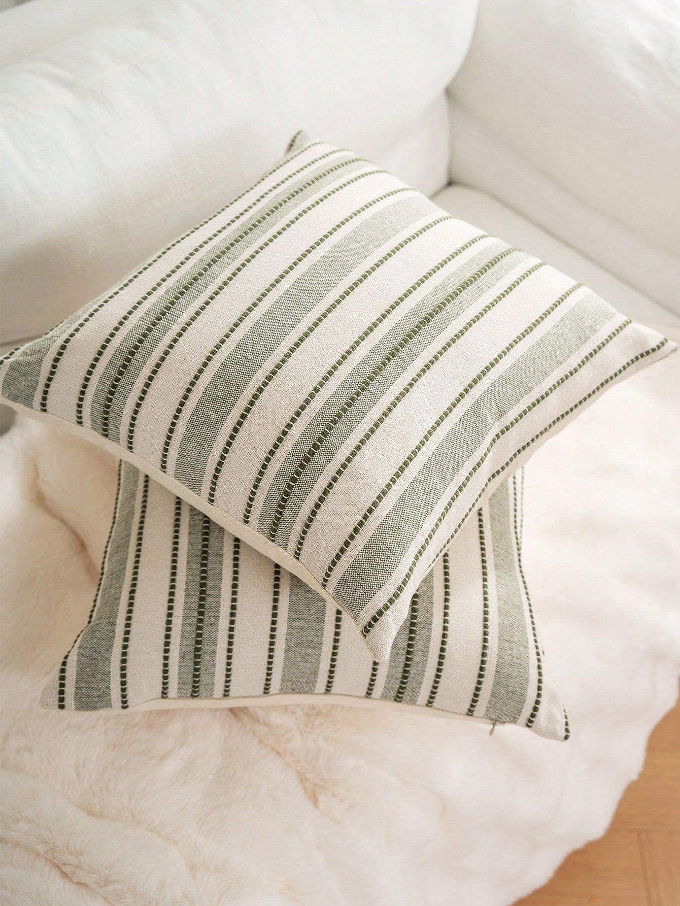 Decorative Bohemian Style Throw Pillow Cover, Farmhouse Texture Cushion Cover, 18 X 18 Inches, Suitable For Chair, Sofa, Bedroom, Living Room And Other Home Decor, Beige Striped (1 Piece, 2 Pieces Opt