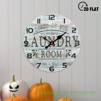 Decorative Wall Clock, Perfect For Entertainment And Laundry Rooms, Featuring A 2D Flat Wooden Design, Silent And Noiseless. Ideal For Classrooms