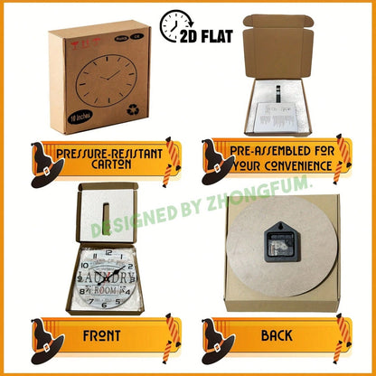 Decorative Wall Clock, Perfect For Entertainment And Laundry Rooms, Featuring A 2D Flat Wooden Design, Silent And Noiseless. Ideal For Classrooms