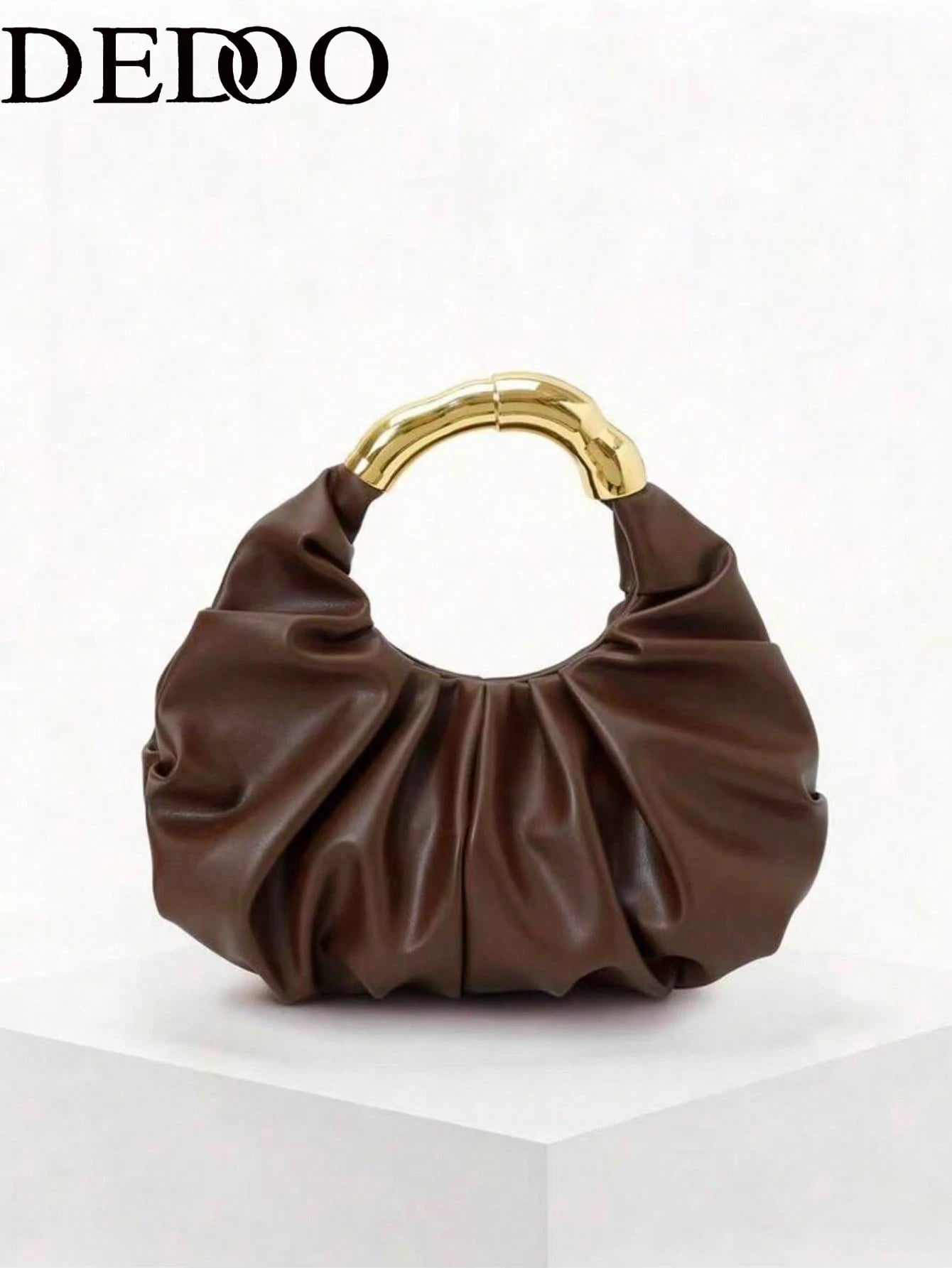 Dedoo New Fashionable Multi-Functional Thick Metal Hardware Pleated Large Capacity Cloud Handbag