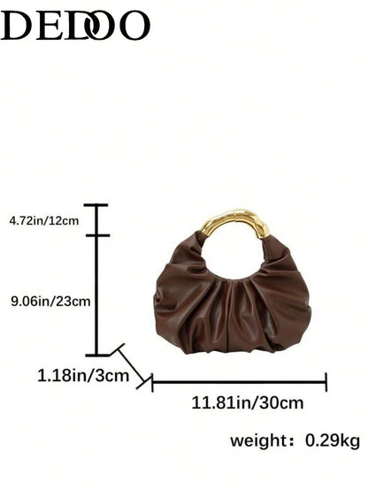 Dedoo New Fashionable Multi-Functional Thick Metal Hardware Pleated Large Capacity Cloud Handbag