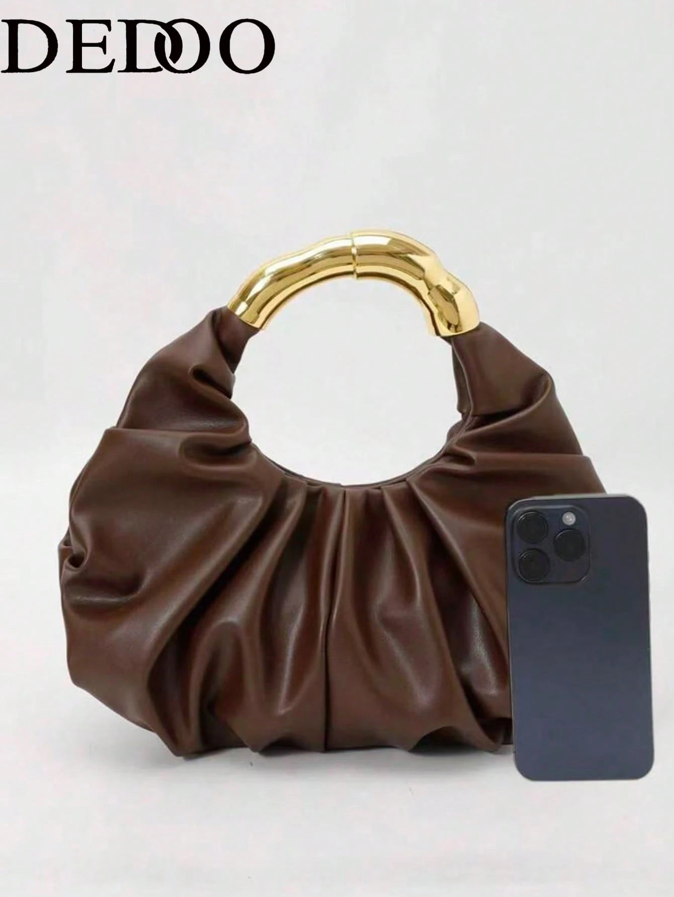 Dedoo New Fashionable Multi-Functional Thick Metal Hardware Pleated Large Capacity Cloud Handbag