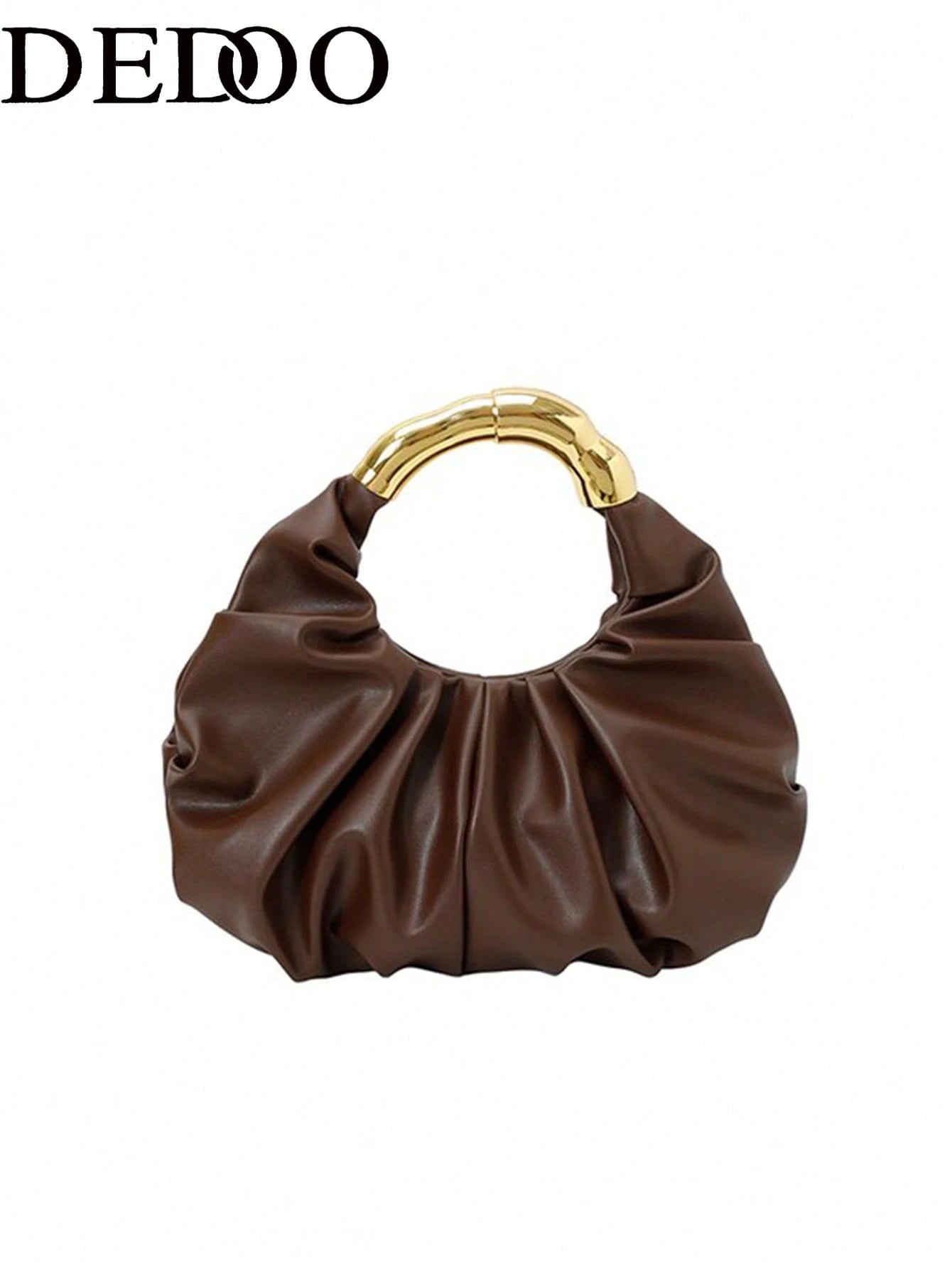 Dedoo New Fashionable Multi-Functional Thick Metal Hardware Pleated Large Capacity Cloud Handbag