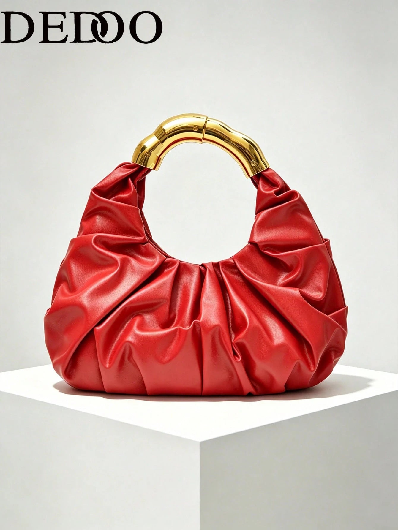 Dedoo New Fashionable Multi-Functional Thick Metal Hardware Pleated Large Capacity Cloud Handbag