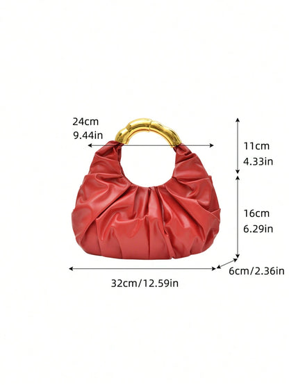 Dedoo New Fashionable Multi-Functional Thick Metal Hardware Pleated Large Capacity Cloud Handbag