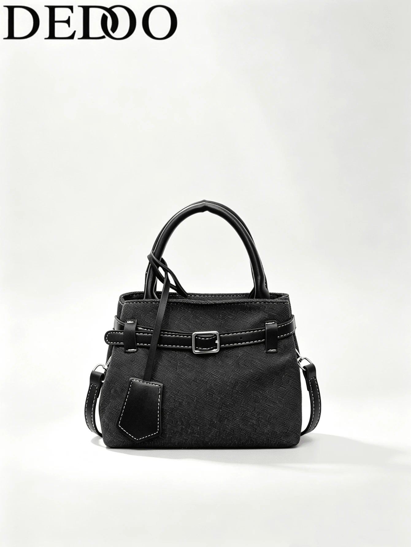 Dedoo Women's Colorblock Linen Mini Tote Handbag, Leather Buckle Detachable Shoulder Strap Vintage Crossbody Bag, Large Capacity, Campus Backpack, Suitable For University Campus