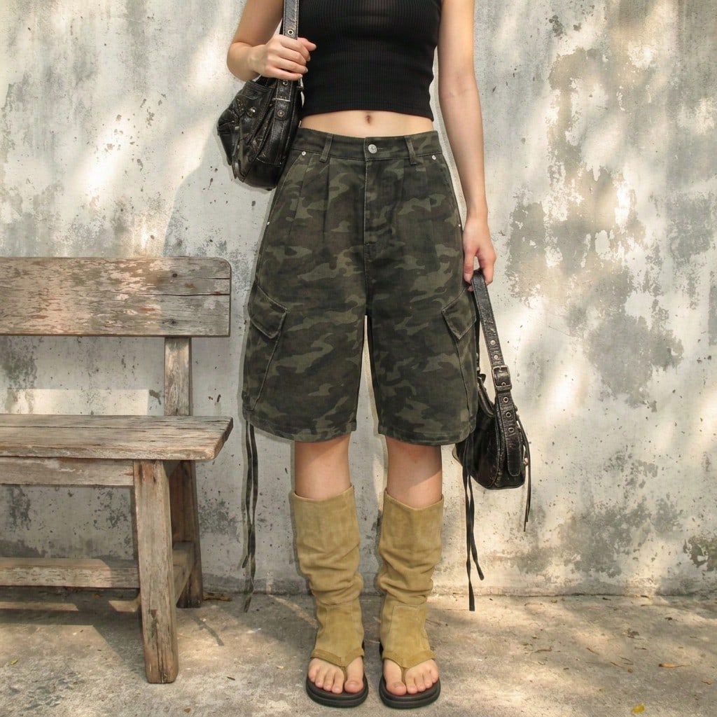 Denim Cargo Shorts