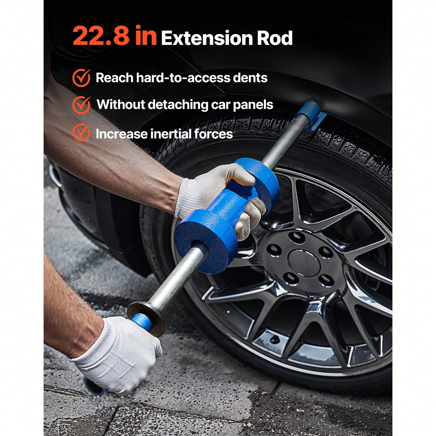 Dent Puller Kit, 13 Lbs 14-In-1 Slide Hammer Dent Removal Kit, Heavy-Duty Auto Body Truck Repair Automotive Damage Remover Tool Repair Frame With Carrying Case, Extension Rod, Non-Slip Handle