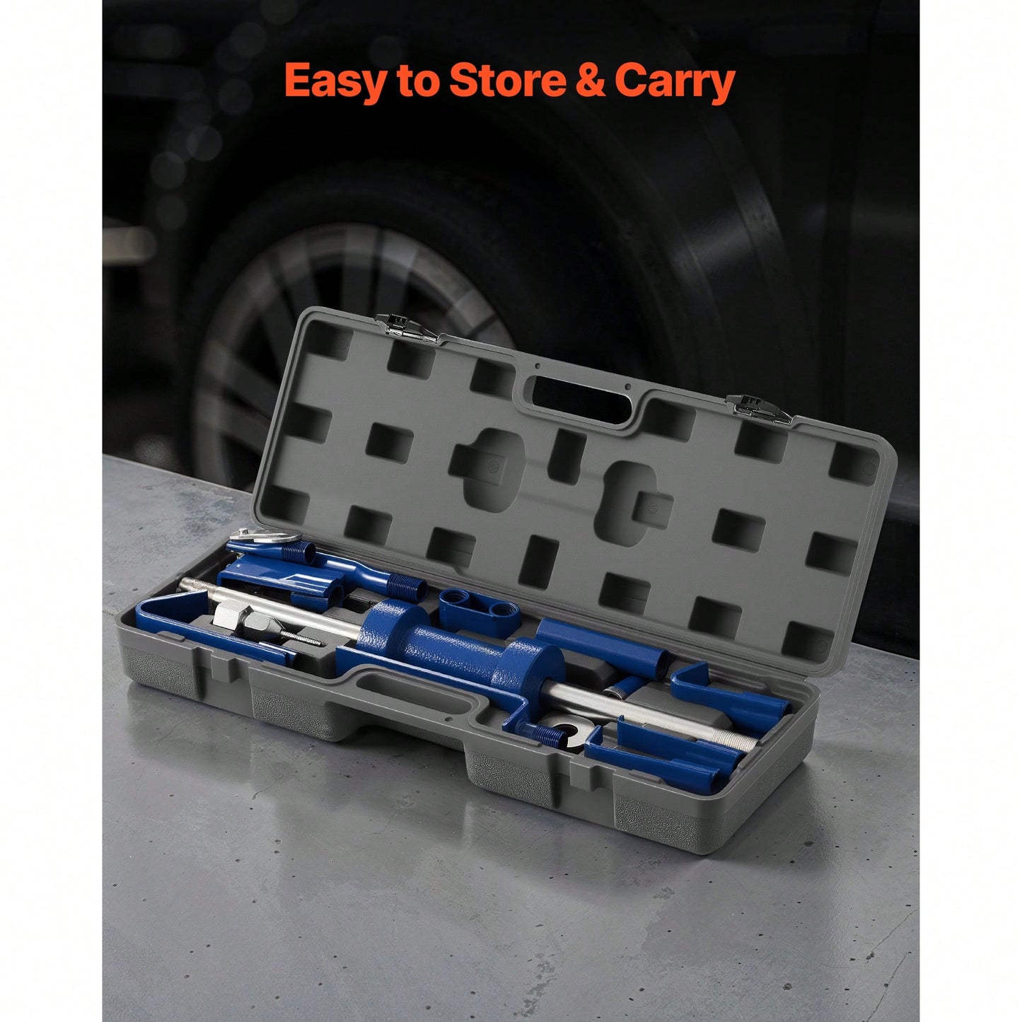 Dent Puller Kit, 13 Lbs 14-In-1 Slide Hammer Dent Removal Kit, Heavy-Duty Auto Body Truck Repair Automotive Damage Remover Tool Repair Frame With Carrying Case, Extension Rod, Non-Slip Handle