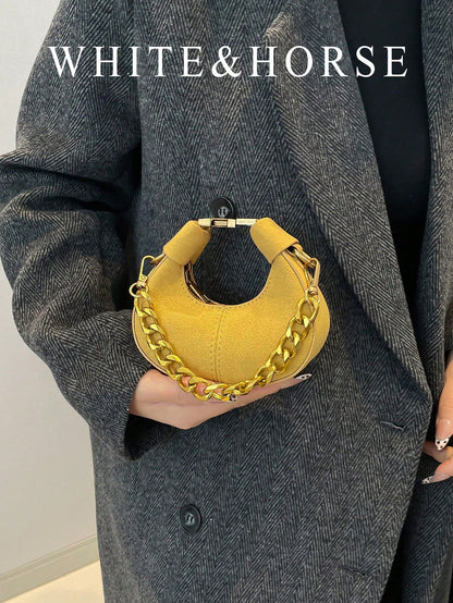 Design Pea-Shaped Mini Messenger Bag For Women, New Style Small Cross-Body Purse For Lipstick, Earphones, Fashionable Butter Yellow Bag For Women