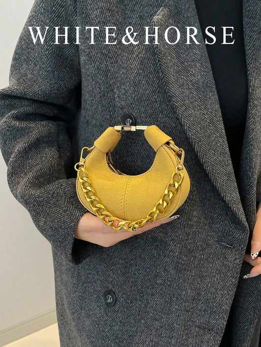 Design Pea-Shaped Mini Messenger Bag For Women, New Style Small Cross-Body Purse For Lipstick, Earphones, Fashionable Butter Yellow Bag For Women