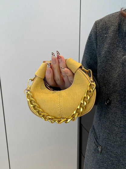 Design Pea-Shaped Mini Messenger Bag For Women, New Style Small Cross-Body Purse For Lipstick, Earphones, Fashionable Butter Yellow Bag For Women