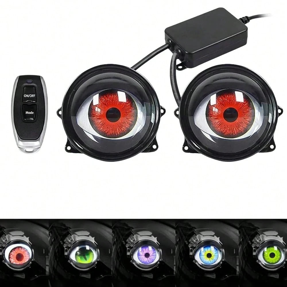 Devil's Eye Car Headlights, Dynamic Devil's Eye, Adjustable Eye With Remote Control Led Dynamic Devil's Eye, Mini Lens Car Eyeball Lights, Dynamic Headlights Adjustable LED Devil Eyes Headlights-Car