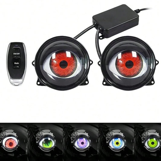 Devil's Eye Car Headlights, Dynamic Devil's Eye, Adjustable Eye With Remote Control Led Dynamic Devil's Eye, Mini Lens Car Eyeball Lights, Dynamic Headlights Adjustable LED Devil Eyes Headlights-Car