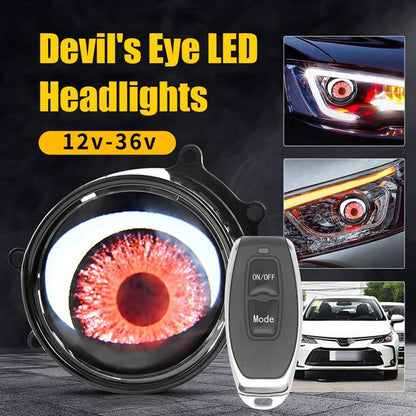 Devil's Eye Car Headlights, Dynamic Devil's Eye, Adjustable Eye With Remote Control Led Dynamic Devil's Eye, Mini Lens Car Eyeball Lights, Dynamic Headlights Adjustable LED Devil Eyes Headlights-Car