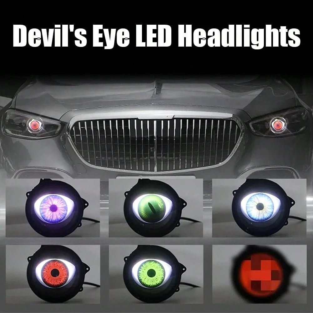 Devil's Eye Car Headlights, Dynamic Devil's Eye, Adjustable Eye With Remote Control Led Dynamic Devil's Eye, Mini Lens Car Eyeball Lights, Dynamic Headlights Adjustable LED Devil Eyes Headlights-Car