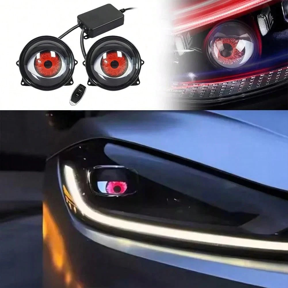 Devil's Eye Car Headlights, Dynamic Devil's Eye, Adjustable Eye With Remote Control Led Dynamic Devil's Eye, Mini Lens Car Eyeball Lights, Dynamic Headlights Adjustable LED Devil Eyes Headlights-Car
