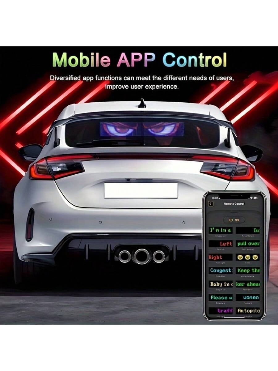 Devil's Eye LED Matrix Pixel Panel- Programmable Flexible LED Display For Car Truck Accessories With APP Control, DIY Night Light, Ghost Spooky Halloween Decoration
