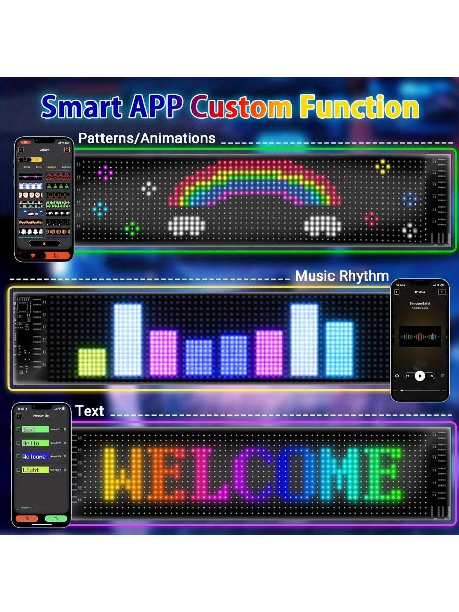 Devil's Eye LED Matrix Pixel Panel- Programmable Flexible LED Display For Car Truck Accessories With APP Control, DIY Night Light, Ghost Spooky Halloween Decoration
