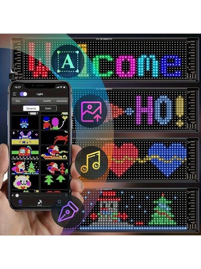 Devil's Eye LED Matrix Pixel Panel- Programmable Flexible LED Display For Car Truck Accessories With APP Control, DIY Night Light, Ghost Spooky Halloween Decoration