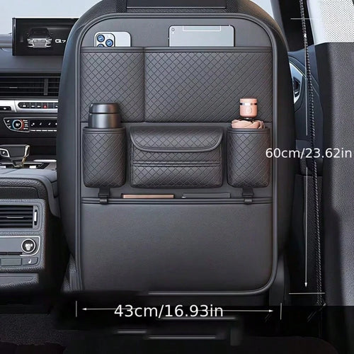 [Diamond Pattern Seat Back Storage Bag]Car Storage Bag, Car Seat Back Storage Hanging Bag, Car Tissue Box, Double Cup Holder, Car Seat Back Storage Rack, Car Seat Back Storage Bag