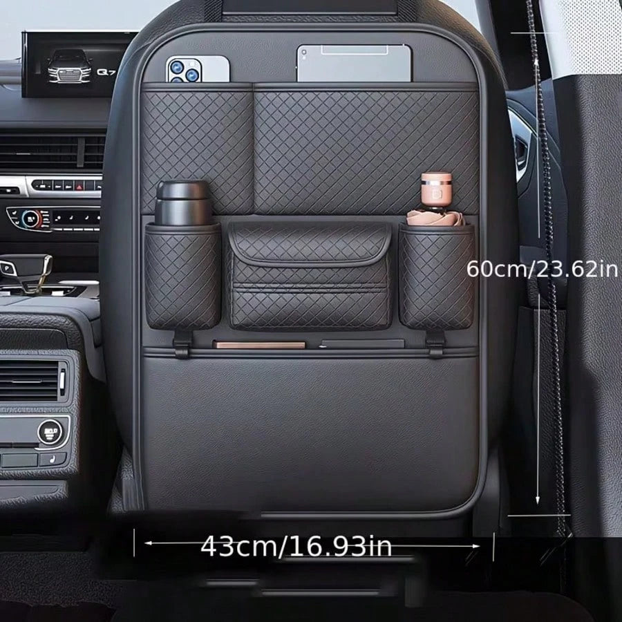 [Diamond Pattern Seat Back Storage Bag]Car Storage Bag, Car Seat Back Storage Hanging Bag, Car Tissue Box, Double Cup Holder, Car Seat Back Storage Rack, Car Seat Back Storage Bag