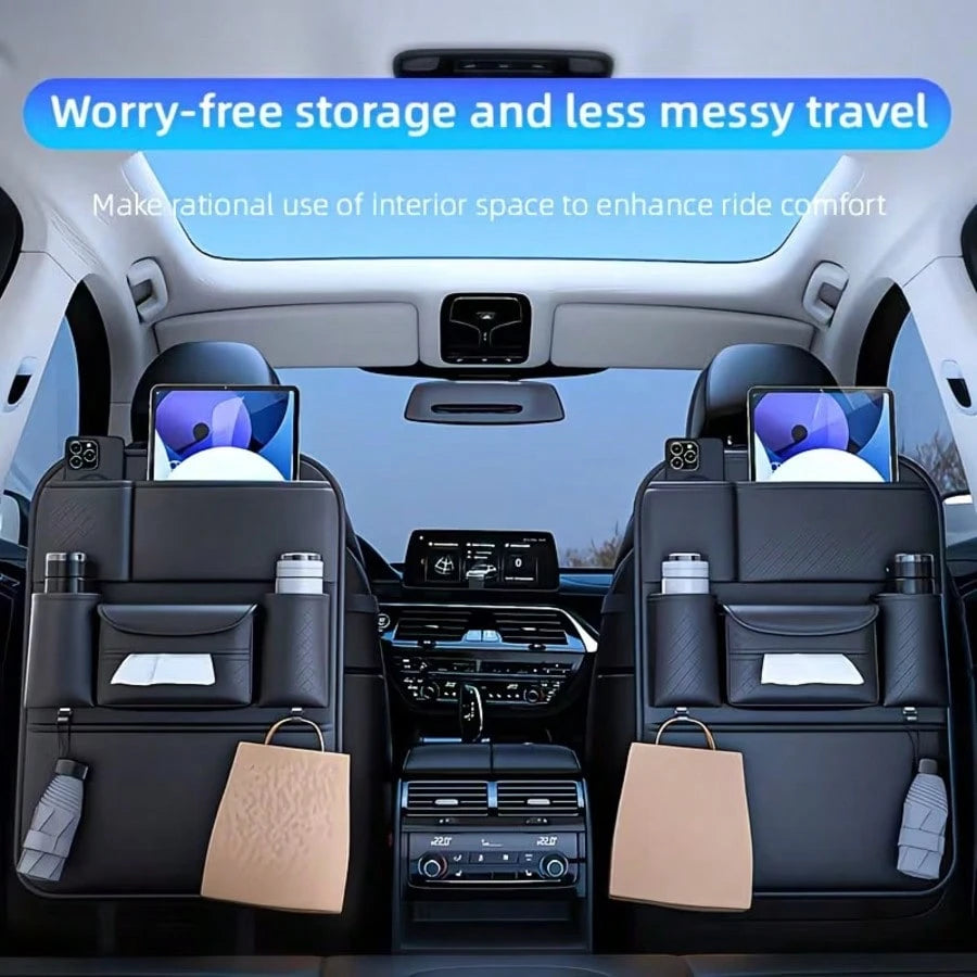 [Diamond Pattern Seat Back Storage Bag]Car Storage Bag, Car Seat Back Storage Hanging Bag, Car Tissue Box, Double Cup Holder, Car Seat Back Storage Rack, Car Seat Back Storage Bag