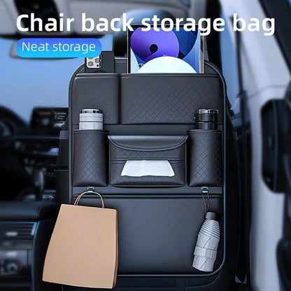 [Diamond Pattern Seat Back Storage Bag]Car Storage Bag, Car Seat Back Storage Hanging Bag, Car Tissue Box, Double Cup Holder, Car Seat Back Storage Rack, Car Seat Back Storage Bag
